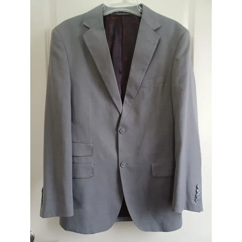 Gino Valentino Blazer Sz 38R Zegna Wool Silk 150s Solid Gray Classic Preppy